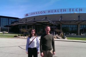 Brad and Rachael in front of Johnson Fitness Headquarters in Cottage Grove, WI.